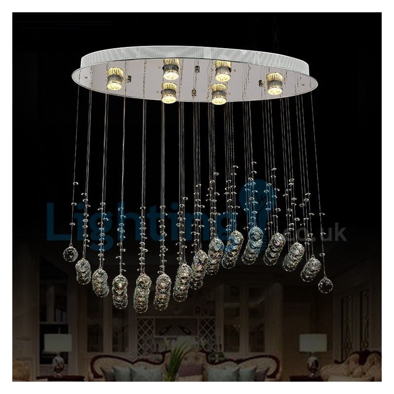 Moderný súčasný luster Závesné svietidlo na zapustenú montáž Crystal Rain Drop Light