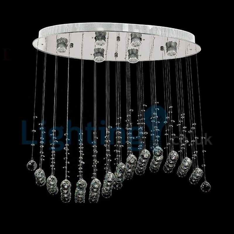 Moderný súčasný luster Závesné svietidlo na zapustenú montáž Crystal Rain Drop Light