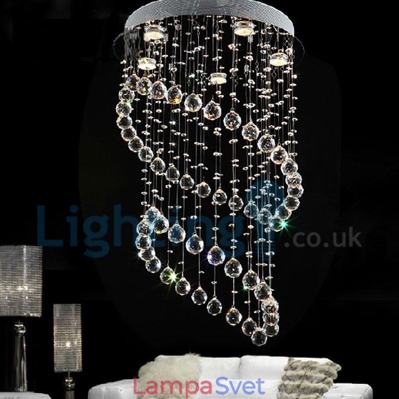 Moderný súčasný luster Závesné svietidlo na zapustenú montáž Crystal Rain Drop Light