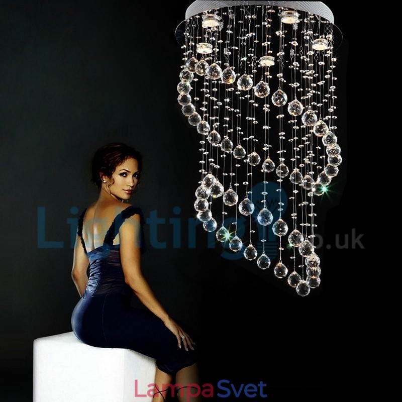 Moderný súčasný luster Závesné svietidlo na zapustenú montáž Crystal Rain Drop Light