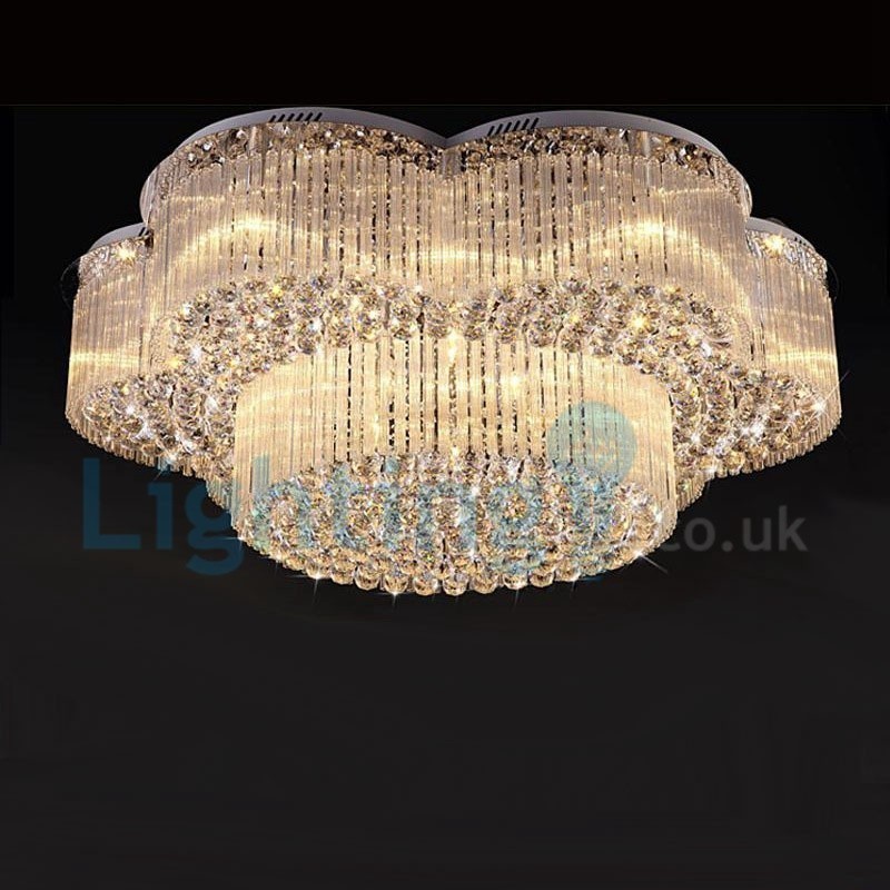 Moderný súčasný luster Závesné svietidlo na zapustenú montáž Crystal Rain Drop Light