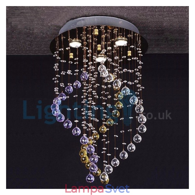 Moderný súčasný luster Závesné svietidlo na zapustenú montáž Crystal Rain Drop Light