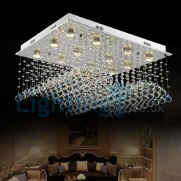 Moderný súčasný luster Závesné svietidlo na zapustenú montáž Crystal Rain Drop Light