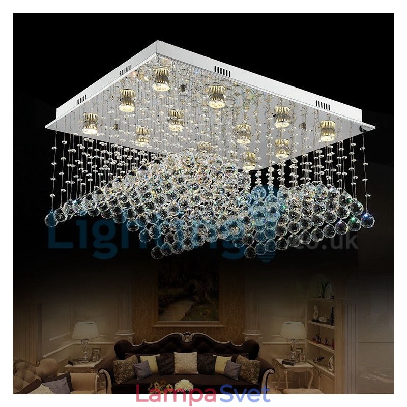 Moderný súčasný luster Závesné svietidlo na zapustenú montáž Crystal Rain Drop Light