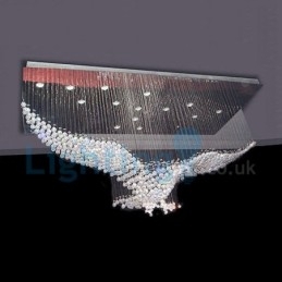 Moderný súčasný luster Závesné svietidlo na zapustenú montáž Crystal Rain Drop Light