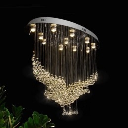 Moderný súčasný luster Závesné svietidlo na zapustenú montáž Crystal Rain Drop Light