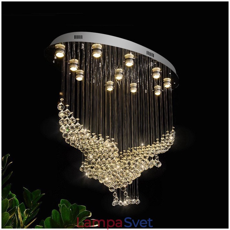 Moderný súčasný luster Závesné svietidlo na zapustenú montáž Crystal Rain Drop Light