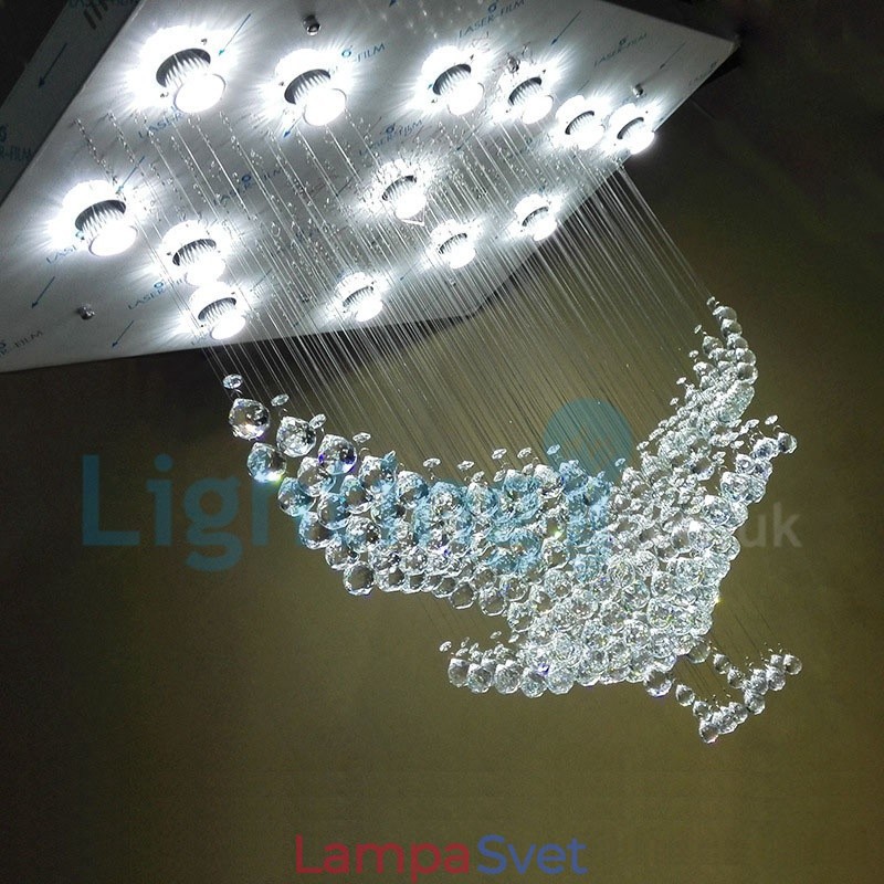 Moderný súčasný luster Závesné svietidlo na zapustenú montáž Crystal Rain Drop Light