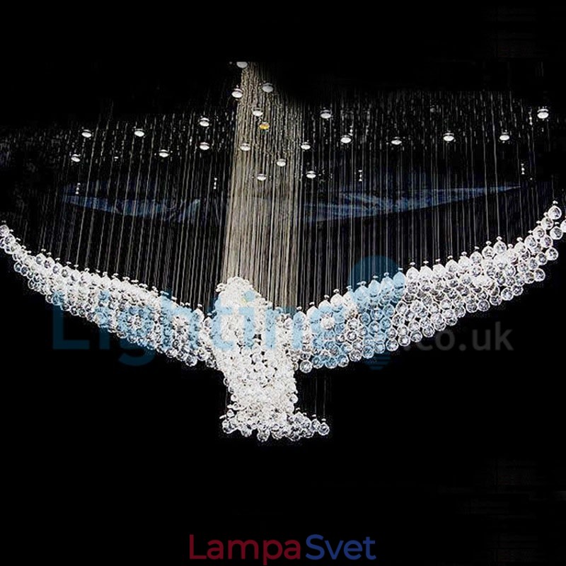 Moderný súčasný luster Závesné svietidlo na zapustenú montáž Crystal Rain Drop Light