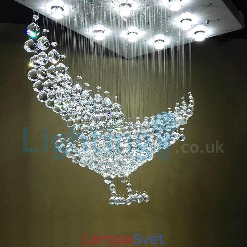 Moderný súčasný luster Závesné svietidlo na zapustenú montáž Crystal Rain Drop Light