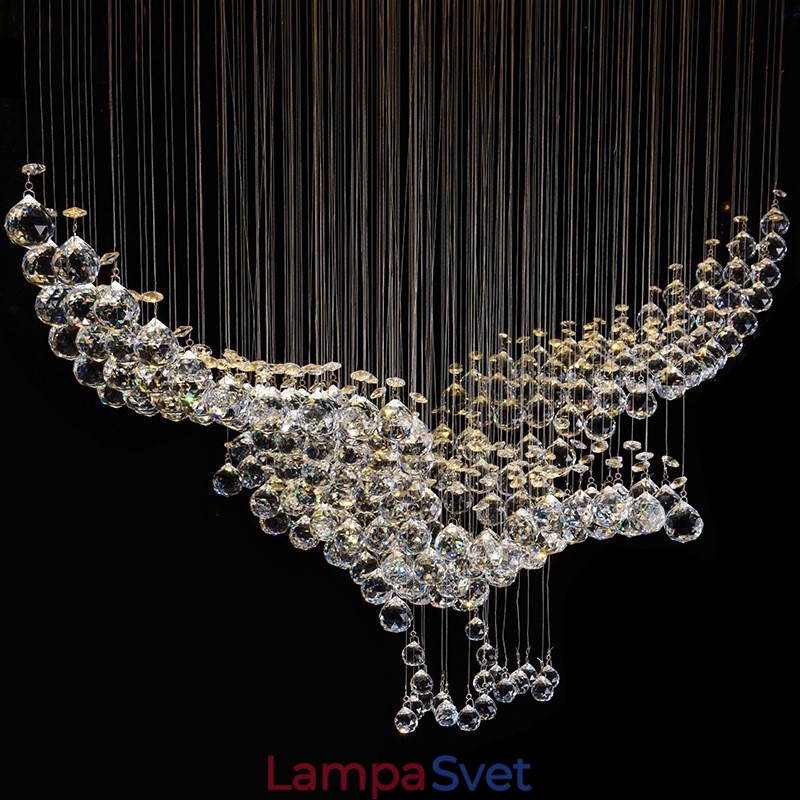 Moderný súčasný luster Závesné svietidlo na zapustenú montáž Crystal Rain Drop Light