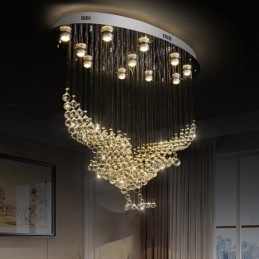 Moderný súčasný luster Závesné svietidlo na zapustenú montáž Crystal Rain Drop Light