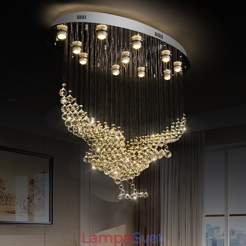 Moderný súčasný luster Závesné svietidlo na zapustenú montáž Crystal Rain Drop Light