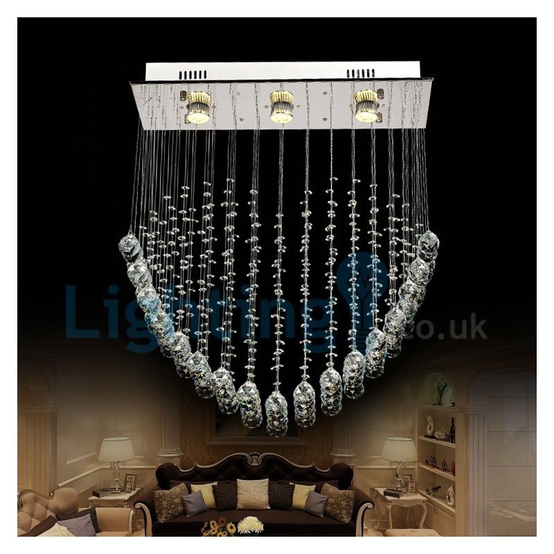 Moderný súčasný luster Závesné svietidlo na zapustenú montáž Crystal Rain Drop Light