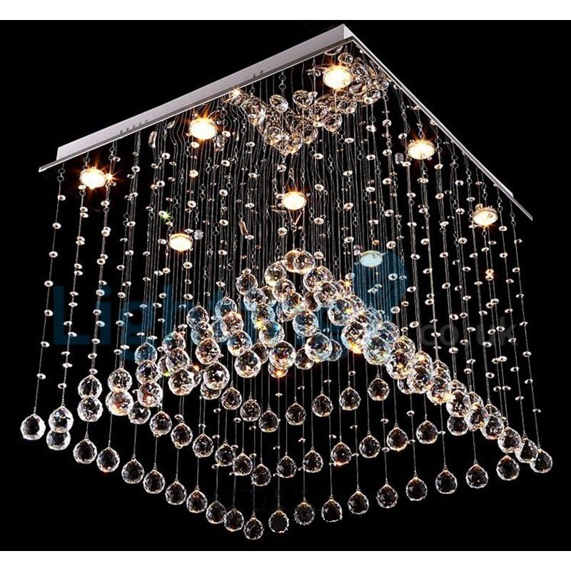 Moderný súčasný luster Závesné svietidlo na zapustenú montáž Crystal Rain Drop Light