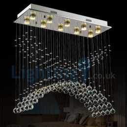 Moderný súčasný luster Závesné svietidlo na zapustenú montáž Crystal Rain Drop Light