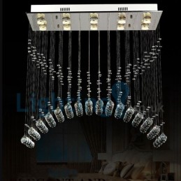 Moderný súčasný luster Závesné svietidlo na zapustenú montáž Crystal Rain Drop Light