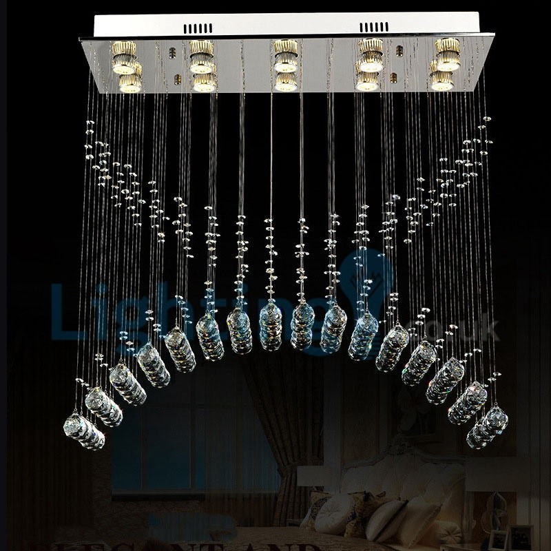 Moderný súčasný luster Závesné svietidlo na zapustenú montáž Crystal Rain Drop Light