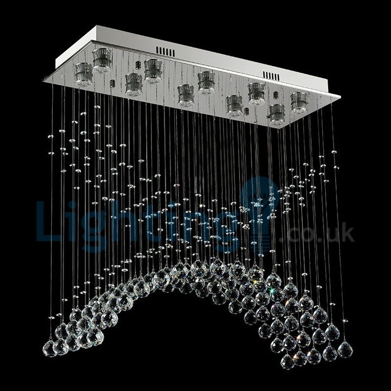 Moderný súčasný luster Závesné svietidlo na zapustenú montáž Crystal Rain Drop Light