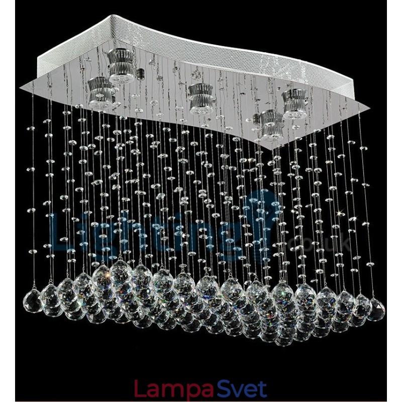 Moderný súčasný luster Závesné svietidlo na zapustenú montáž Crystal Rain Drop Light