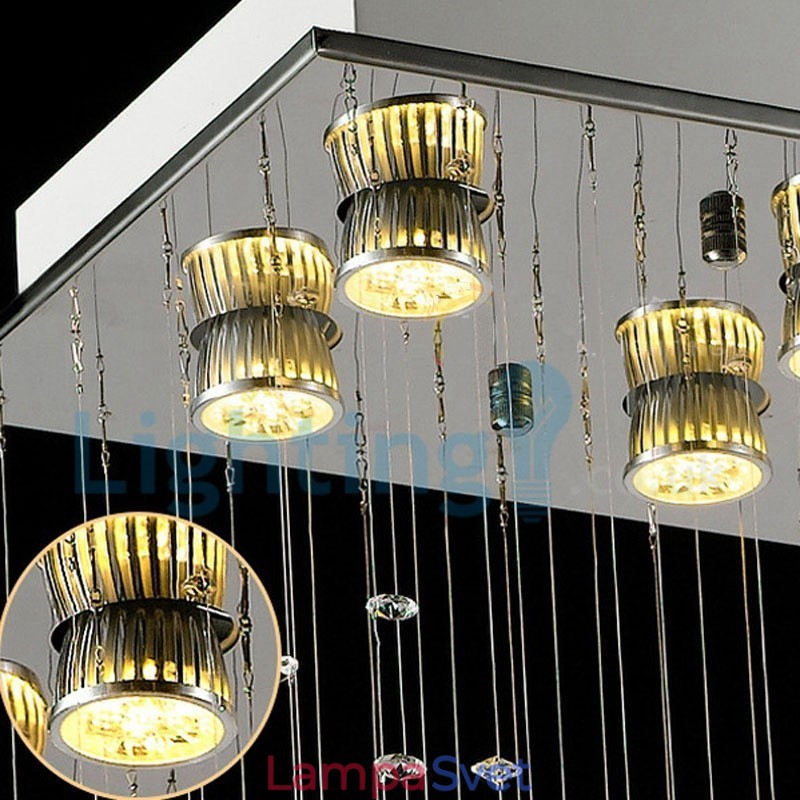Moderný súčasný luster Závesné svietidlo na zapustenú montáž Crystal Rain Drop Light
