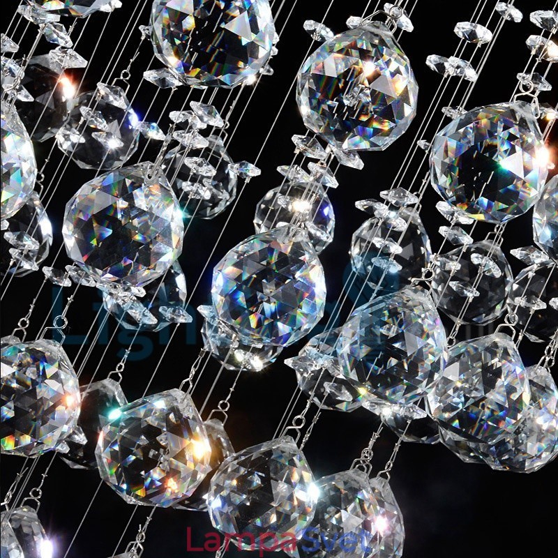 Moderný súčasný luster Závesné svietidlo na zapustenú montáž Crystal Rain Drop Light
