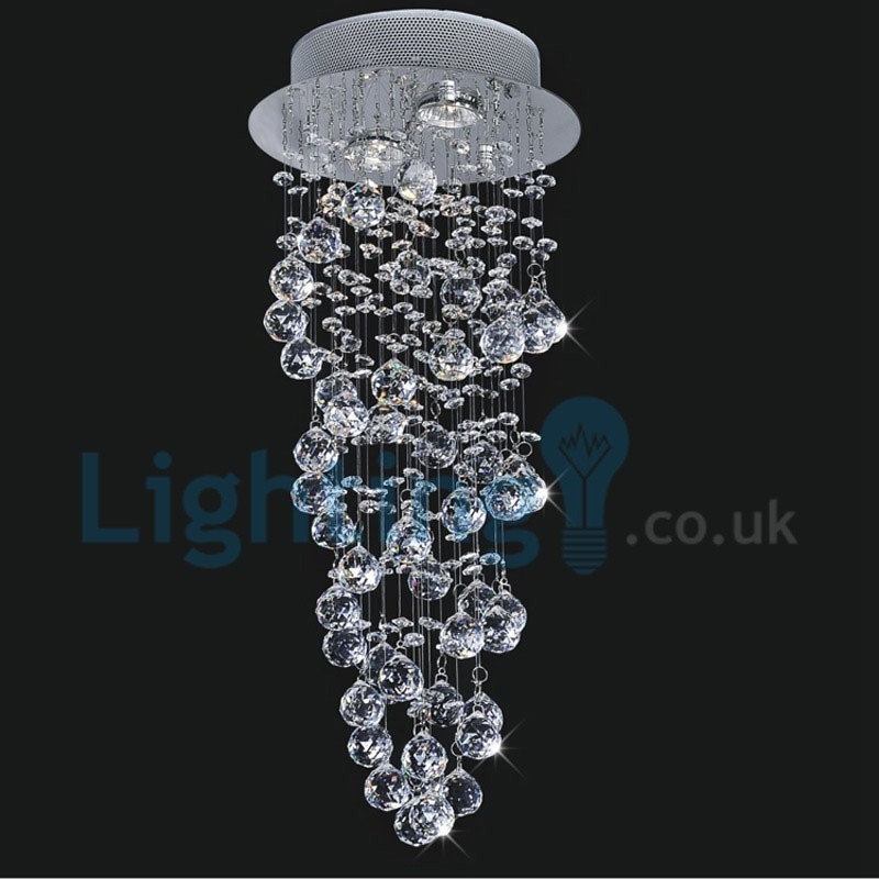 Moderný súčasný luster Závesné svietidlo na zapustenú montáž Crystal Rain Drop Light
