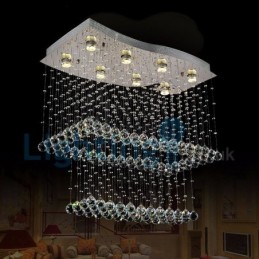 Moderný súčasný luster Závesné svietidlo na zapustenú montáž Crystal Rain Drop Light