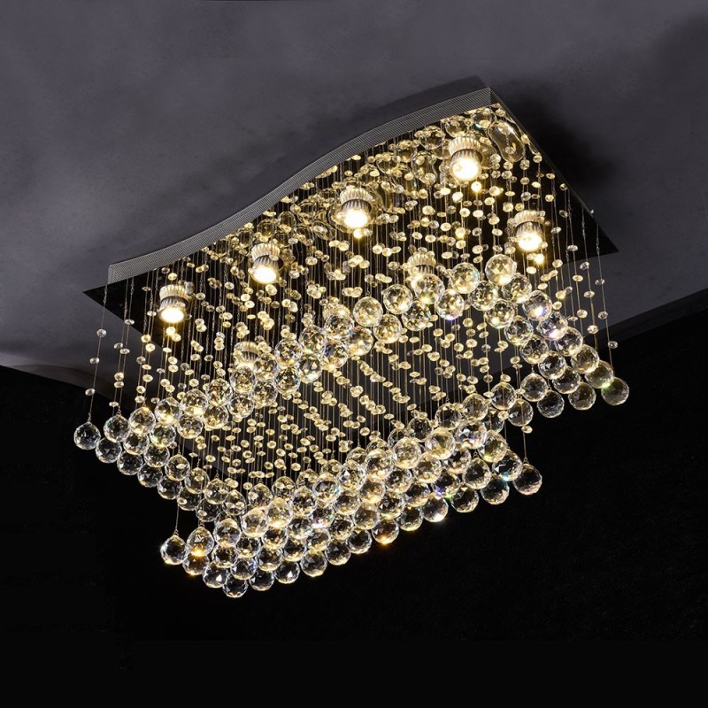 Moderný súčasný luster Závesné svietidlo na zapustenú montáž Crystal Rain Drop Light