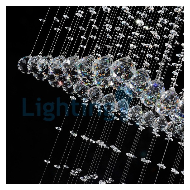 Moderný súčasný luster Závesné svietidlo na zapustenú montáž Crystal Rain Drop Light