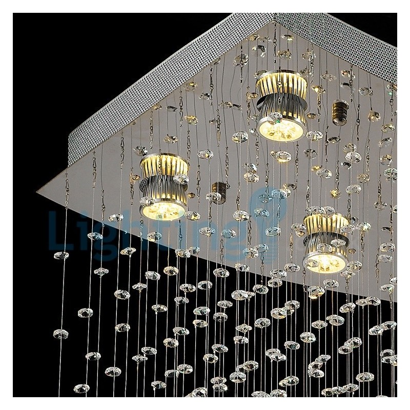 Moderný súčasný luster Závesné svietidlo na zapustenú montáž Crystal Rain Drop Light