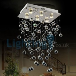 Moderný súčasný luster Závesné svietidlo na zapustenú montáž Crystal Rain Drop Light