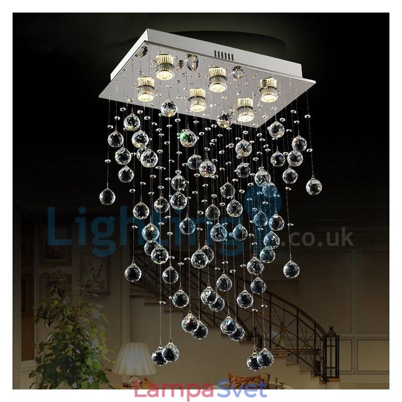 Moderný súčasný luster Závesné svietidlo na zapustenú montáž Crystal Rain Drop Light