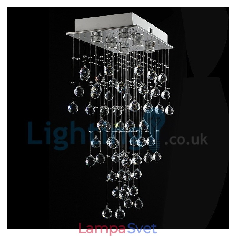 Moderný súčasný luster Závesné svietidlo na zapustenú montáž Crystal Rain Drop Light