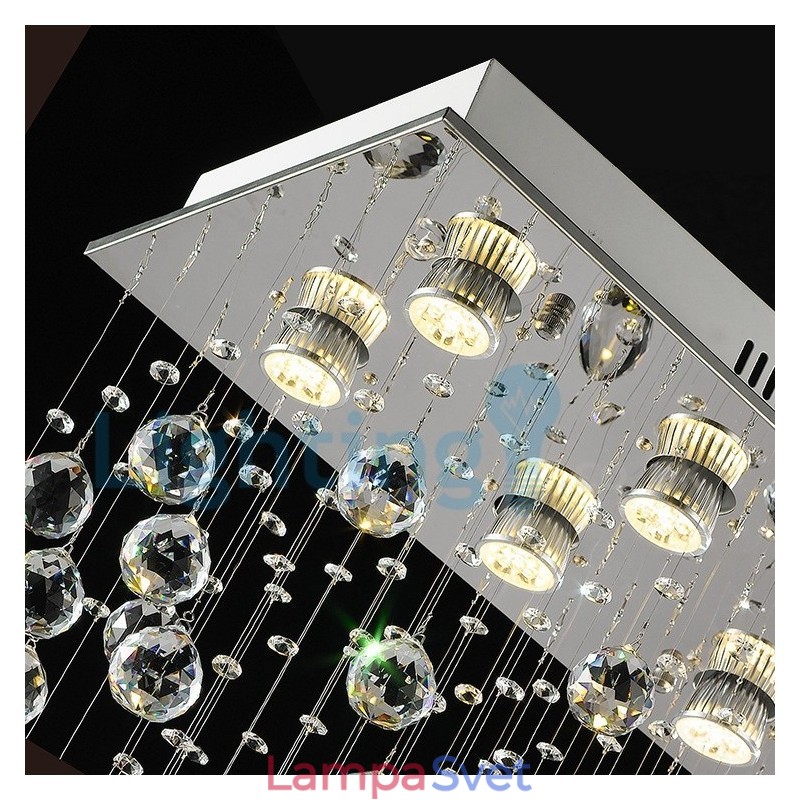 Moderný súčasný luster Závesné svietidlo na zapustenú montáž Crystal Rain Drop Light