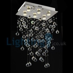 Moderný súčasný luster Závesné svietidlo na zapustenú montáž Crystal Rain Drop Light
