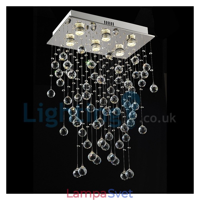 Moderný súčasný luster Závesné svietidlo na zapustenú montáž Crystal Rain Drop Light
