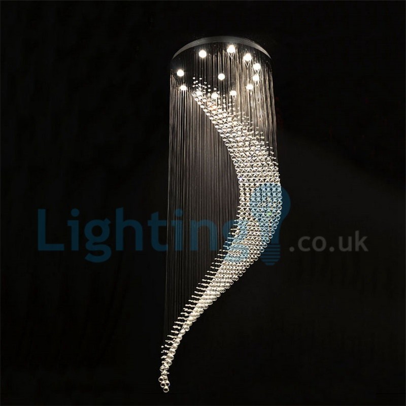 Moderný súčasný luster Závesné svietidlo na zapustenú montáž Crystal Rain Drop Light