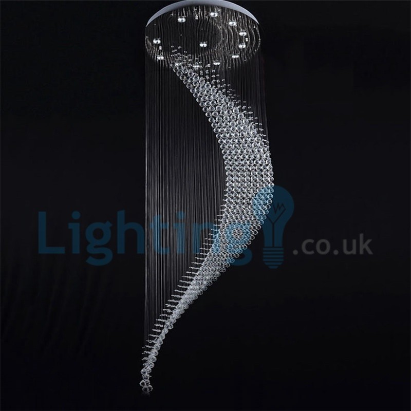 Moderný súčasný luster Závesné svietidlo na zapustenú montáž Crystal Rain Drop Light