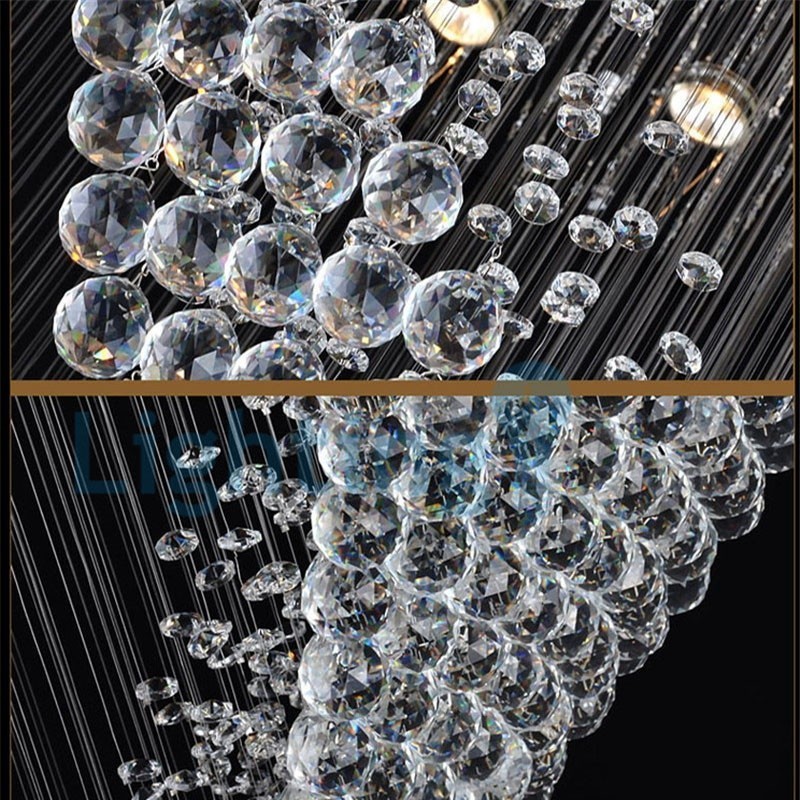 Moderný súčasný luster Závesné svietidlo na zapustenú montáž Crystal Rain Drop Light