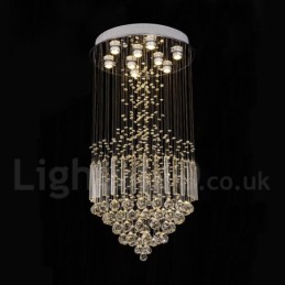 Moderný súčasný luster Závesné svietidlo na zapustenú montáž Crystal Rain Drop Light