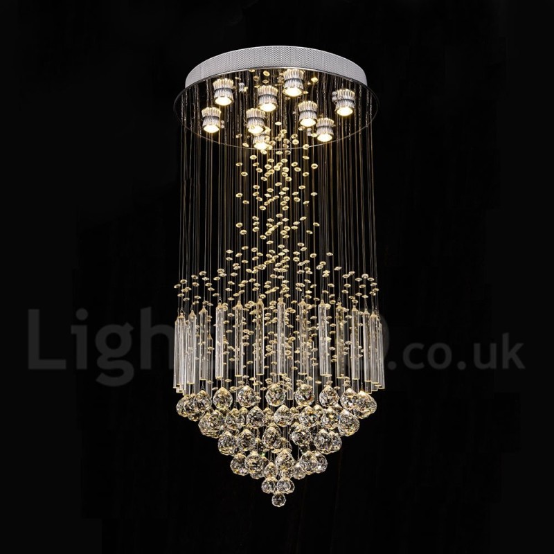 Moderný súčasný luster Závesné svietidlo na zapustenú montáž Crystal Rain Drop Light