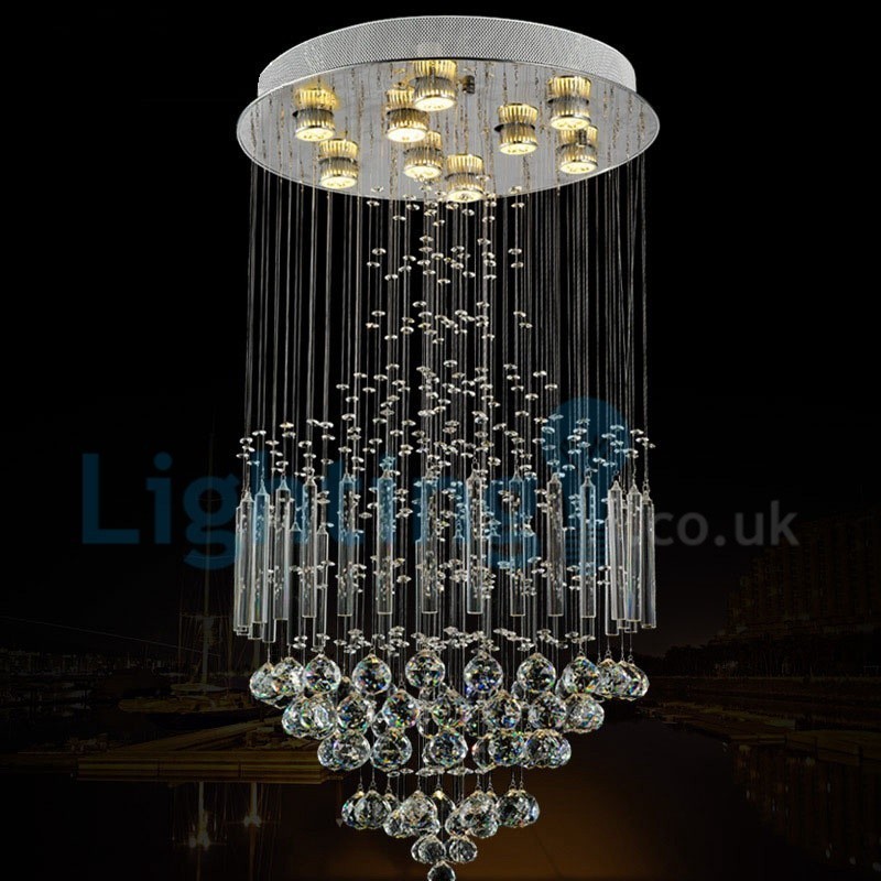 Moderný súčasný luster Závesné svietidlo na zapustenú montáž Crystal Rain Drop Light