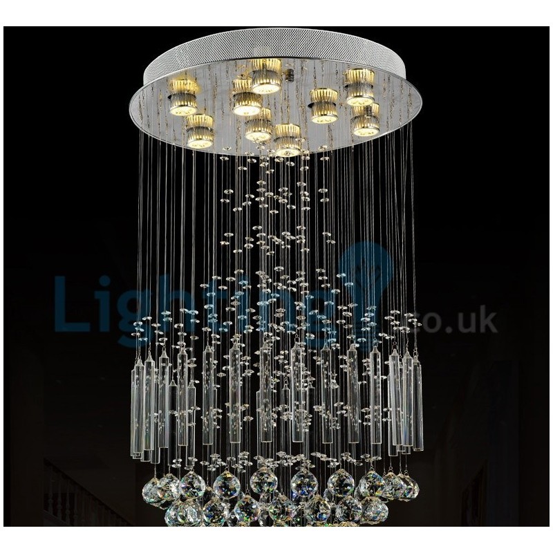 Moderný súčasný luster Závesné svietidlo na zapustenú montáž Crystal Rain Drop Light