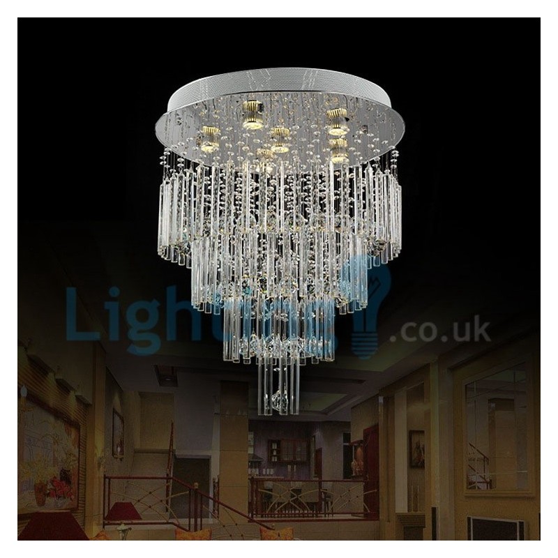 Moderný súčasný luster Závesné svietidlo na zapustenú montáž Crystal Rain Drop Light