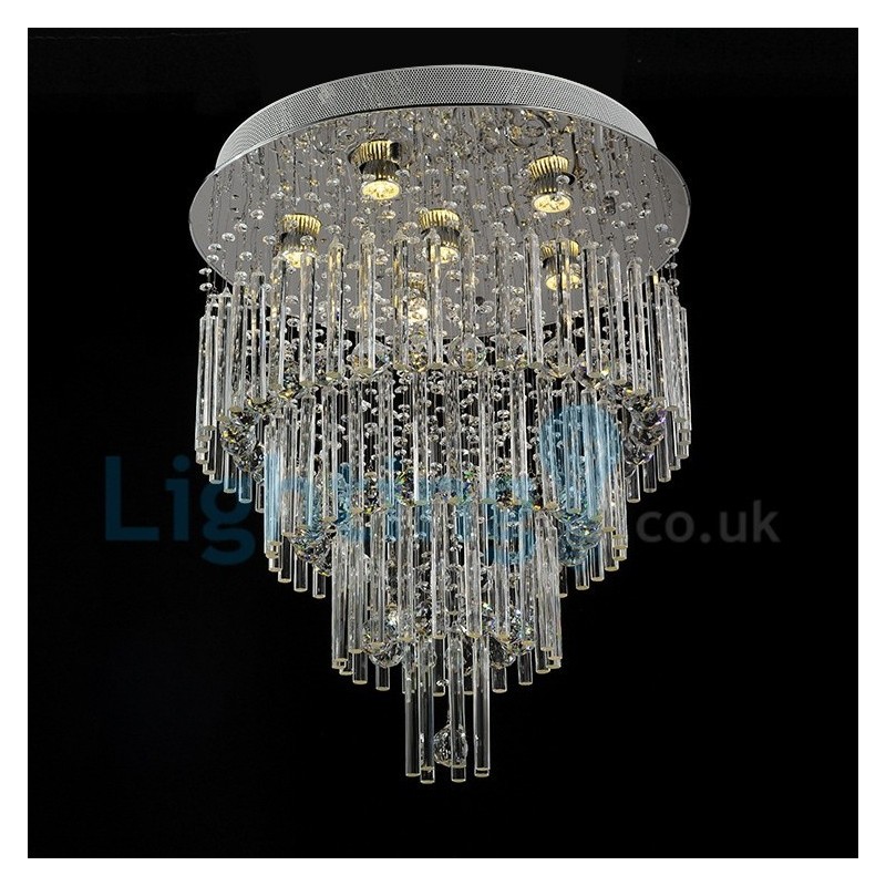 Moderný súčasný luster Závesné svietidlo na zapustenú montáž Crystal Rain Drop Light