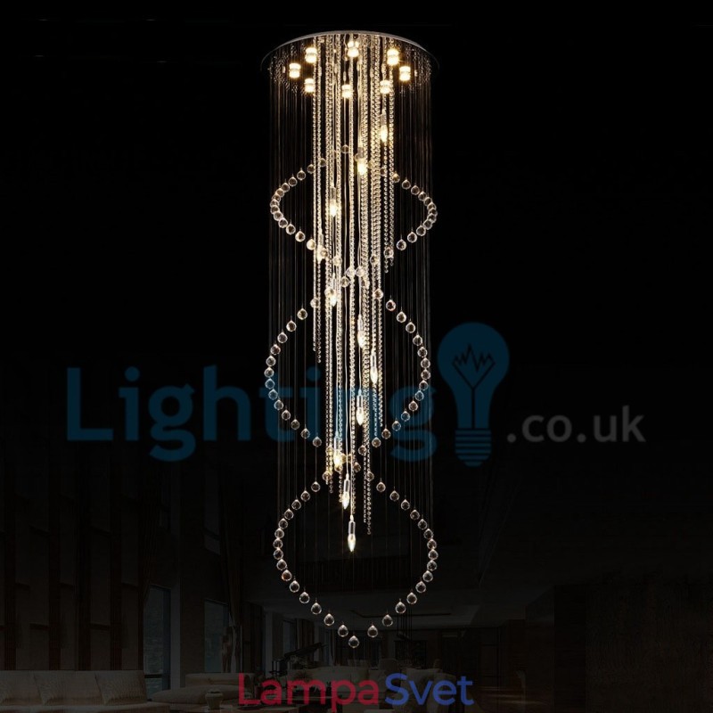 Moderný súčasný luster Závesné svietidlo na zapustenú montáž Crystal Rain Drop Light
