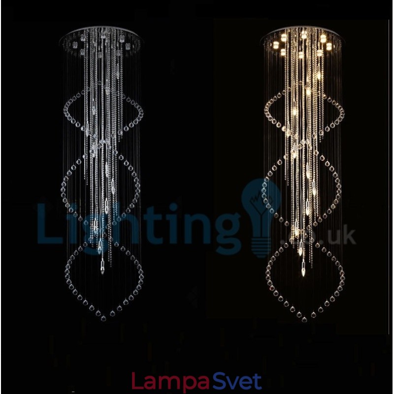 Moderný súčasný luster Závesné svietidlo na zapustenú montáž Crystal Rain Drop Light