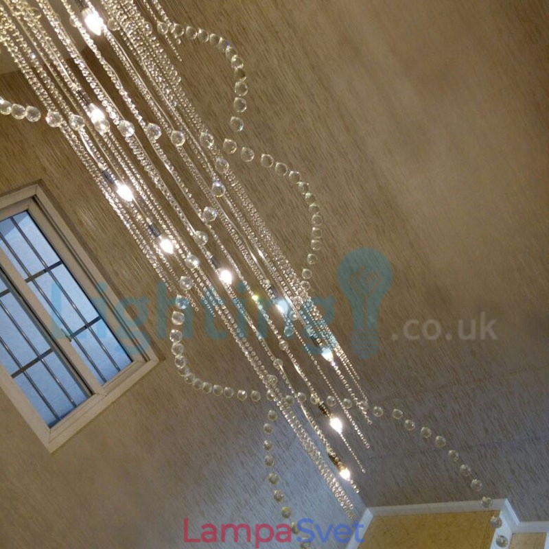 Moderný súčasný luster Závesné svietidlo na zapustenú montáž Crystal Rain Drop Light