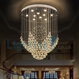Moderný súčasný luster Závesné svietidlo na zapustenú montáž Crystal Rain Drop Light
